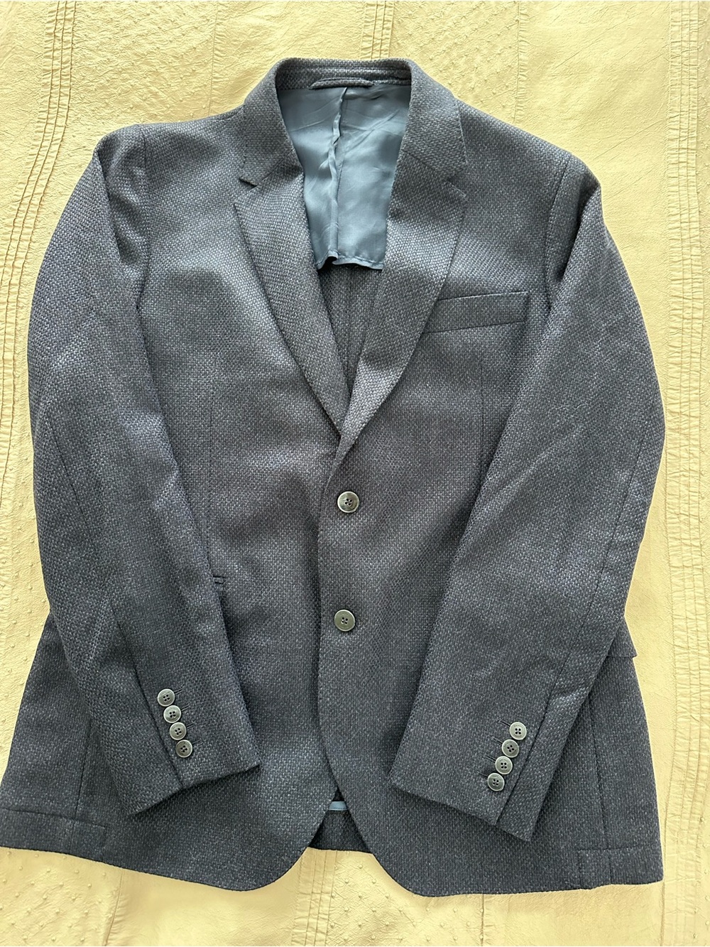 Hackett Navy Wool/Cashmere Italian Textured Two-Button Blazer